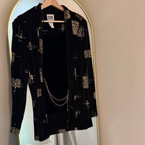 R&M Richards Black Jacket with Gold Print